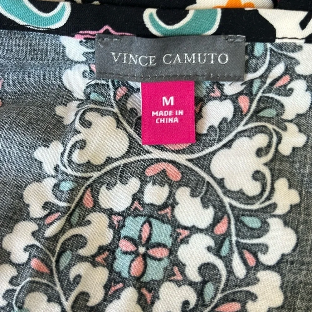 🆕 Vince Camino Maxi Dress Sleeveless Black with Multi Color Print Floral Size M